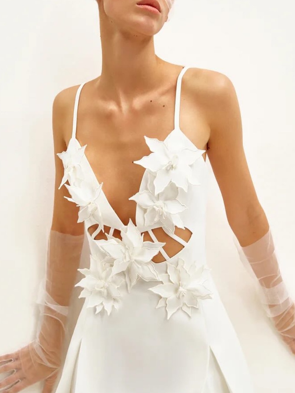 JW PEI White Floral Appliqué Spaghetti-Strap Mini Dress